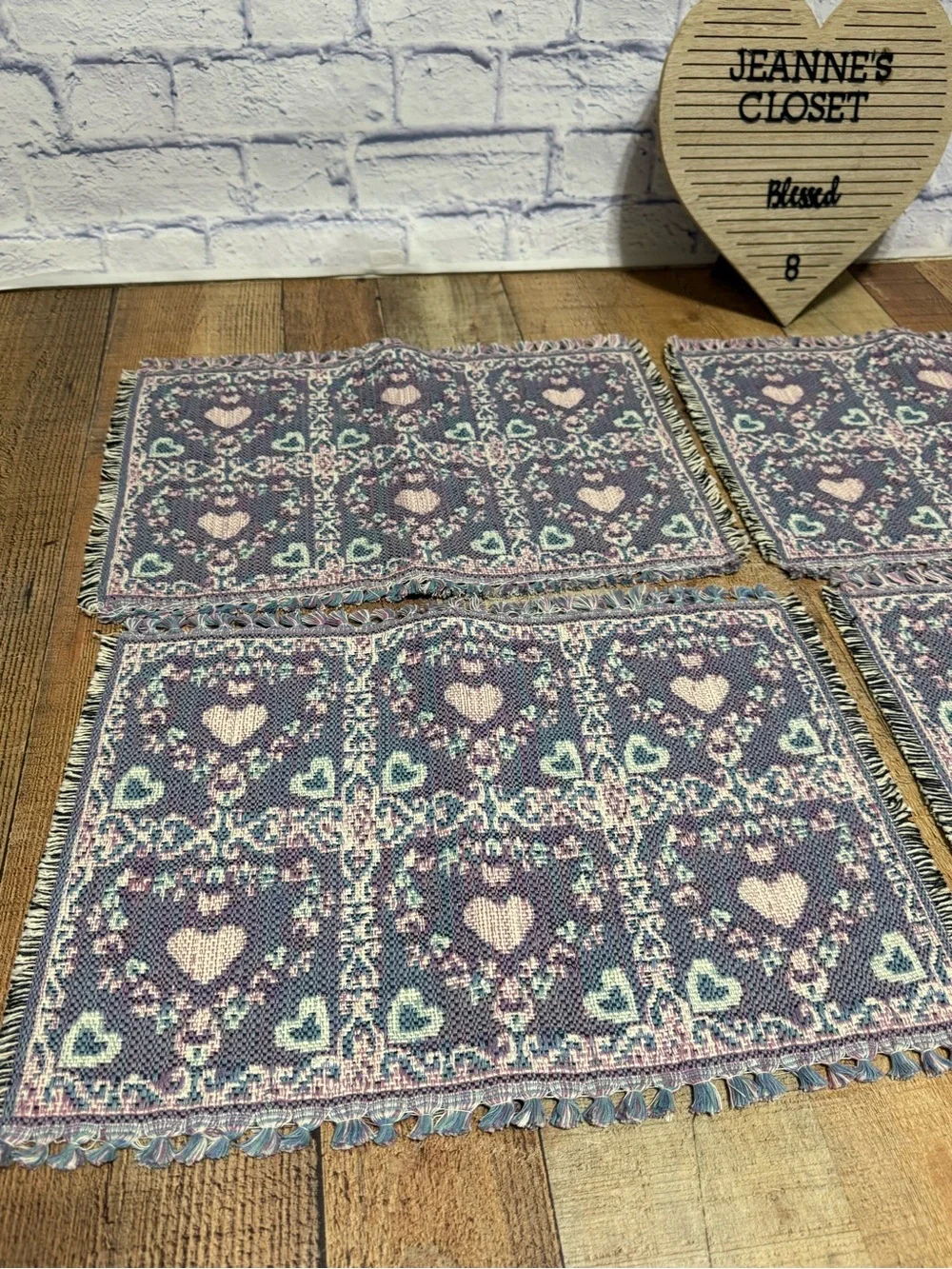 Set of 4 Park B. Smith Placemats Lots of Hearts  Excellent condition with tags s